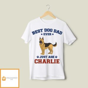 Best Dog Dad Red Blue – Personalized Custom Unisex T-Shirt
