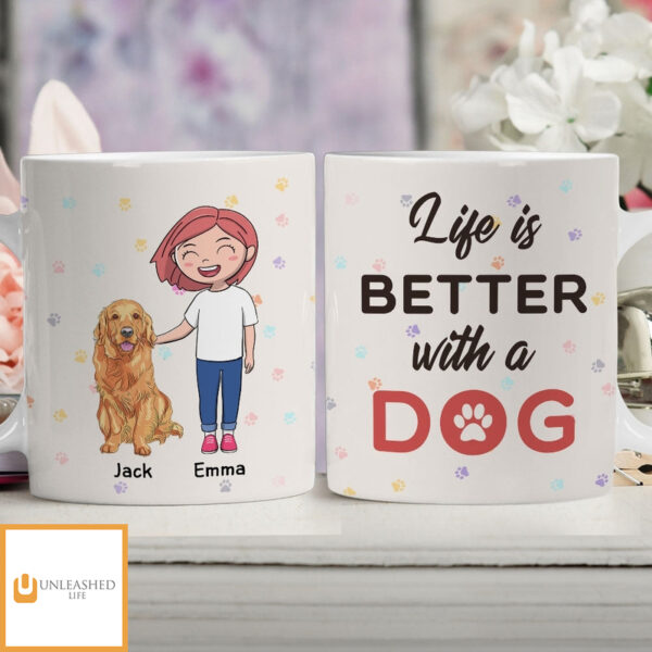 Better Life With Dog – Personalized Custom Coffee Mug