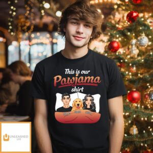 Couple Pajama With Pet – Personalized Custom Unisex T-Shirt