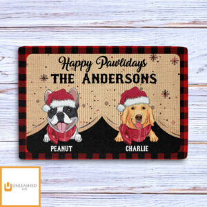 Happy Pawlidays – Personalized Custom Doormat